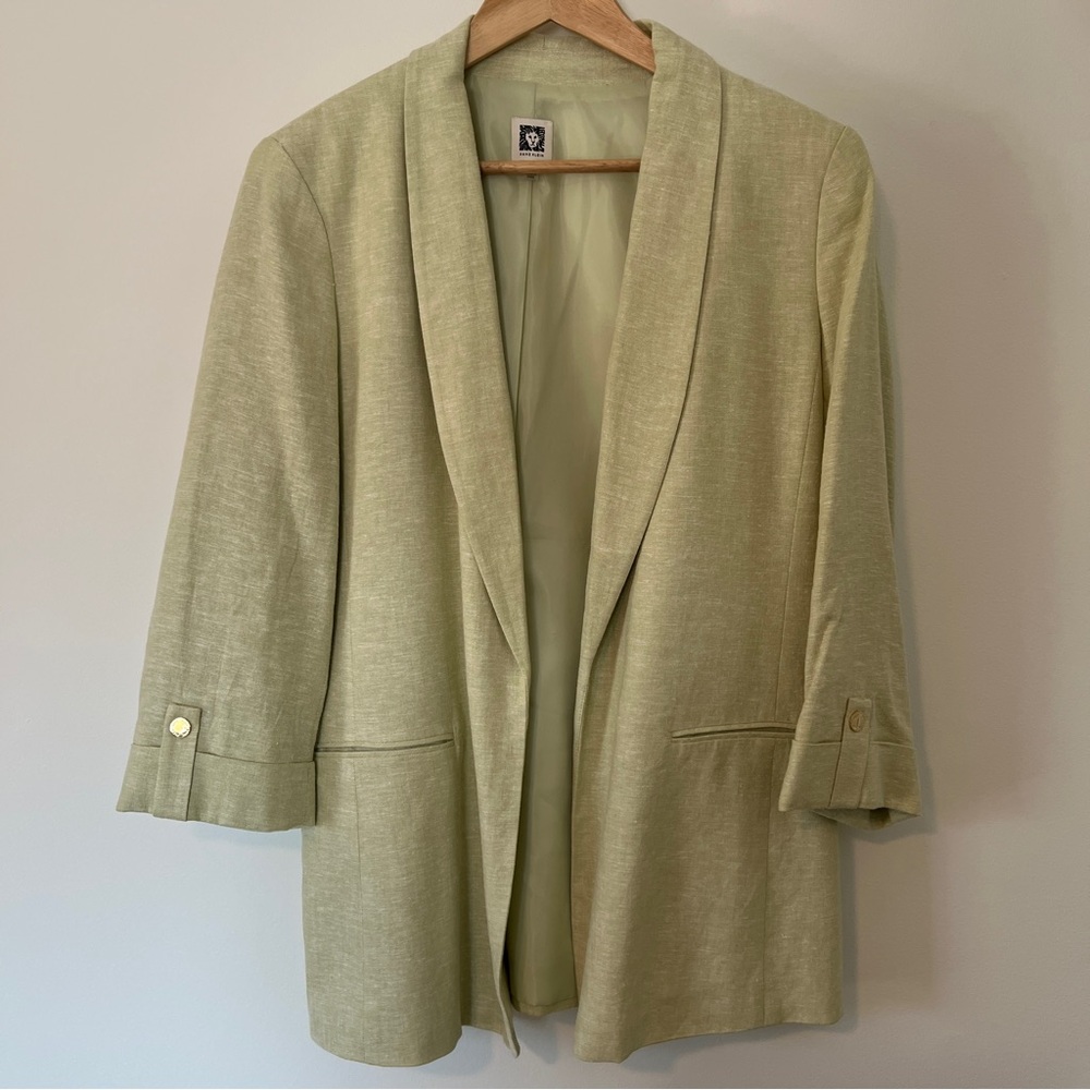 Anne Klein Light Green Linen Blend Blazer
